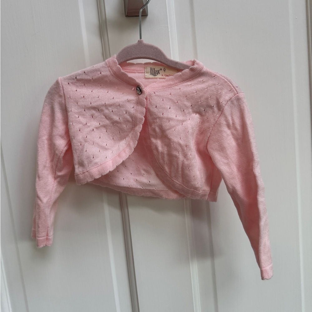 NWOT Lilax 9-12M Girls Pink Cropped Cardigan Sweater